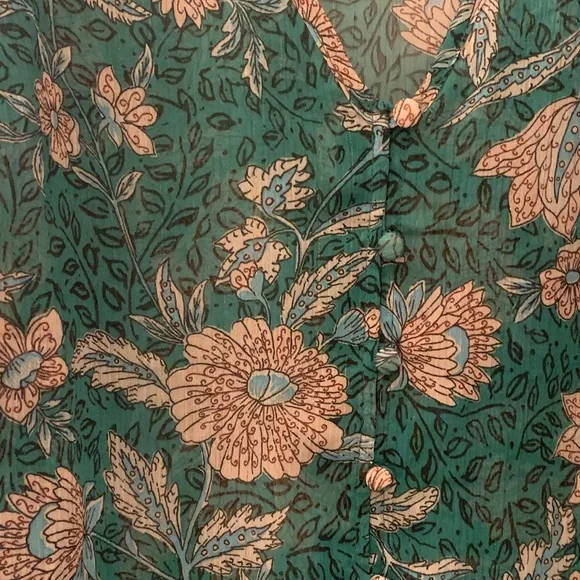 Torrid Green and Tan Floral Blouse - Picture 3 of 3